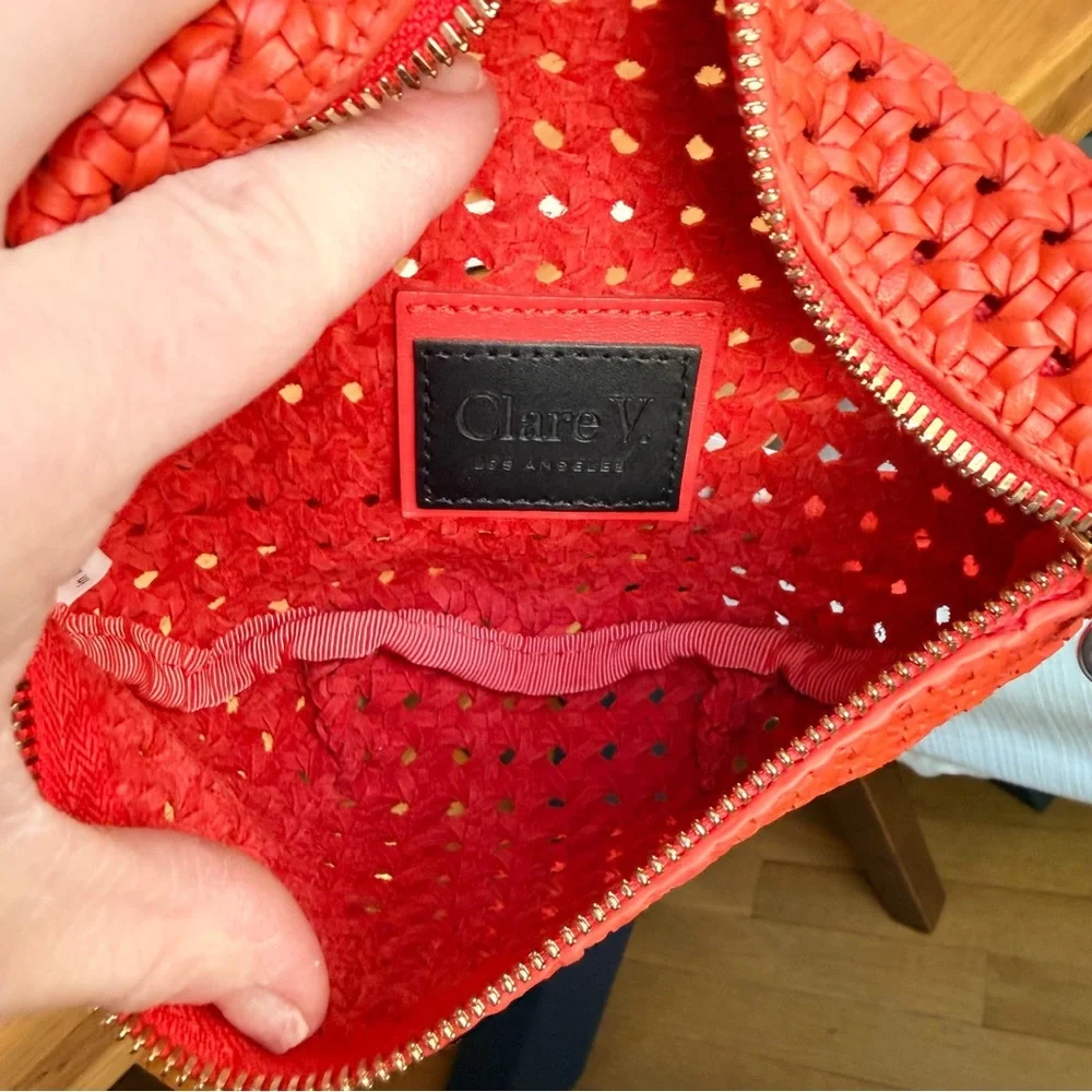 Clare V PETITE FANNY in Bright Poppy Rattan NWT $375 - Picture 8 of 9